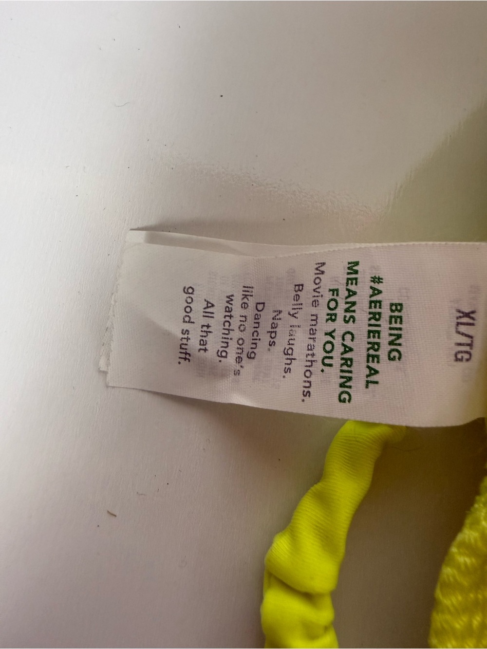 Aerie Neon Yellow Textured Bikini Set Ruched String Swimwear M - Picture 5 of 6